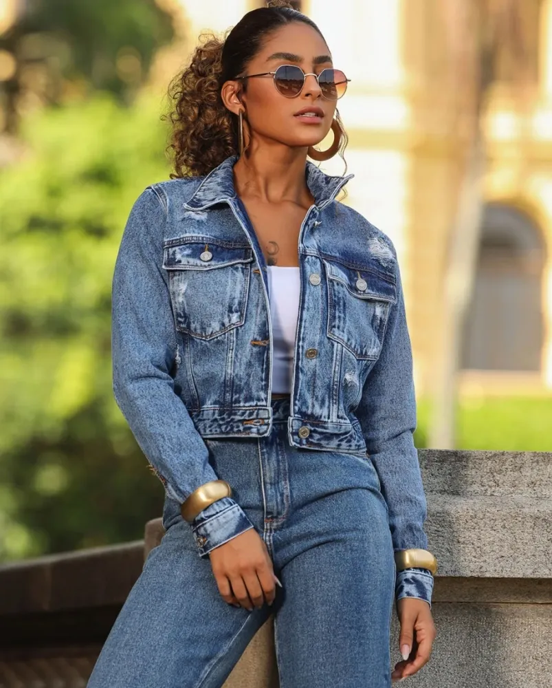 Jaqueta Jeans Consciência Feminina Azul