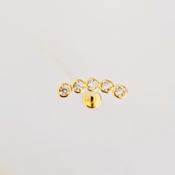 Labret Aço Cirúrgico BANHADO - CLUSTER 5 Pedras -  BNH13