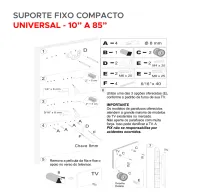 Suporte Tv Fixo Universal 10 A 85 - Compacto Cor Preto - Foto 3