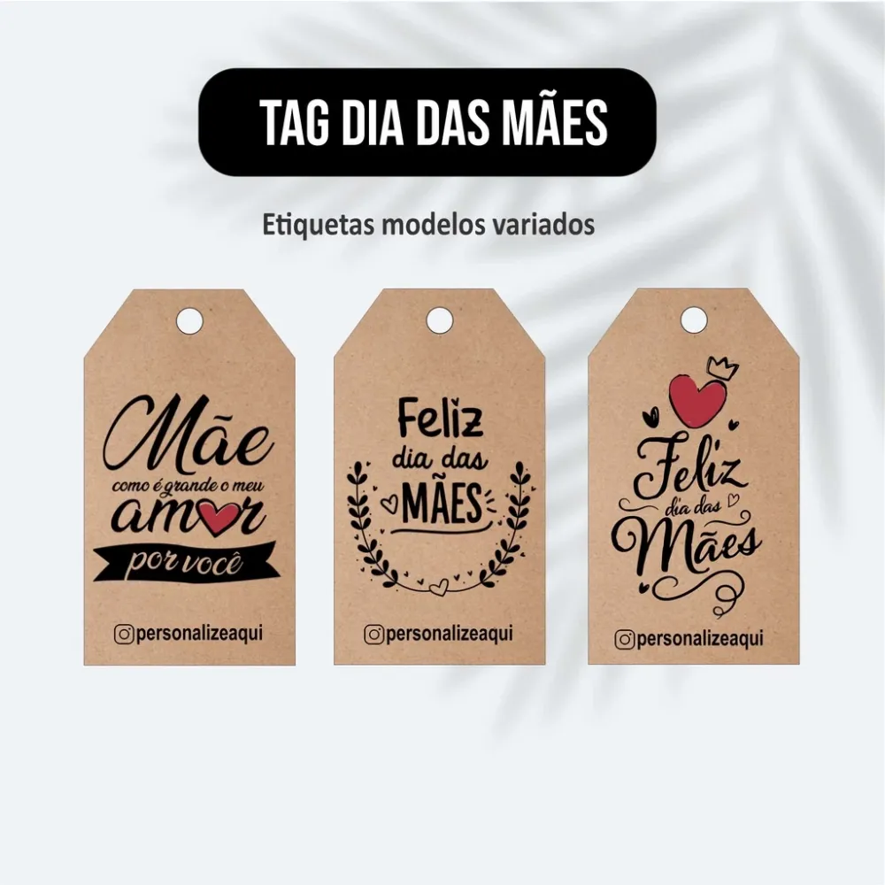 Tag Kraft 100 Unidades  - Com personalização dia das mães - Sortidas 