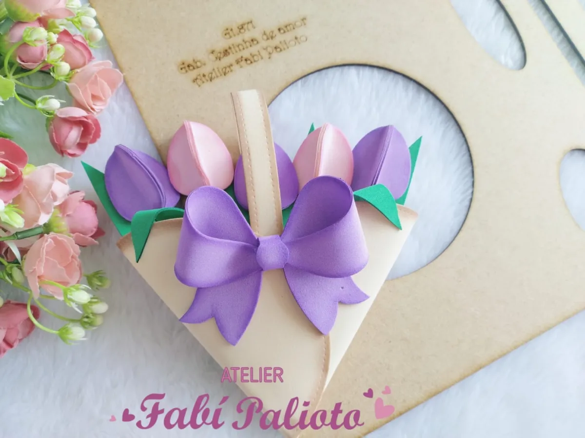 G1.871  Gabarito de Moldes em MDF Cestinha de Amor Imagem