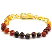 Pulseira de Âmbar Infantil (Tornozeleira Bebê ) 13/14cm  polido - colorida