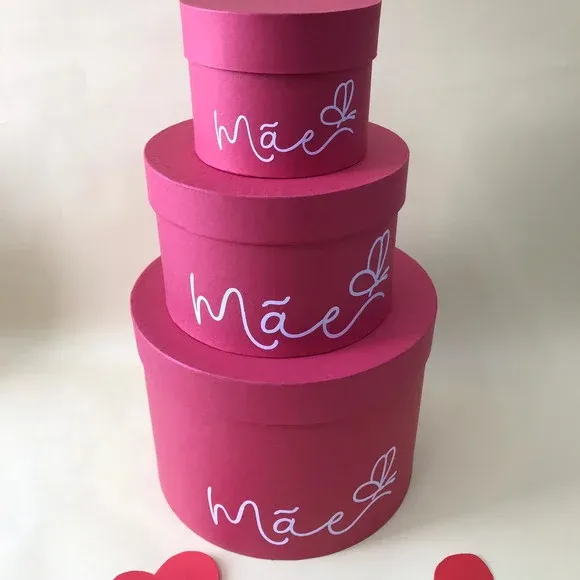 Redonda Cartonada Diâm.  20,0 x 10,0 altura - Com personalização em silk branca Mãe