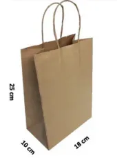 Sacolas em Kraft  25,0 x 18,0 x 10,0