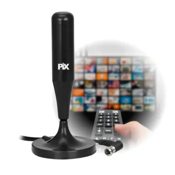 Antena Digital Interna Externa Hdtv Cabo 5 Metros Base Imã