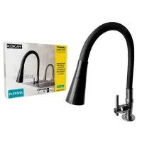 Torneira Para Cozinha Bancada Flexível Tubo Preto 2 Jatos - Foto 4