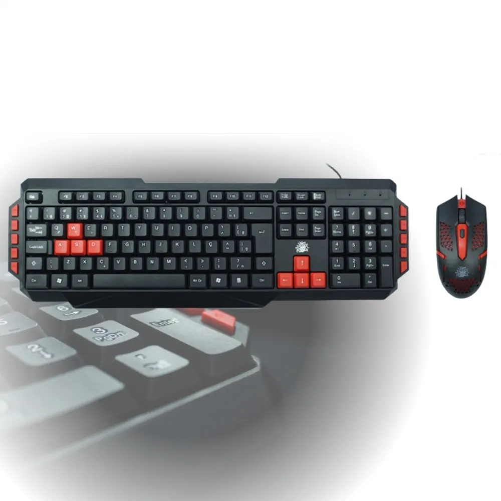 Kit Teclado E Mouse Gamer KG-03R Nemesis Start 2.0 Preto E Vermelho Usb - 5+