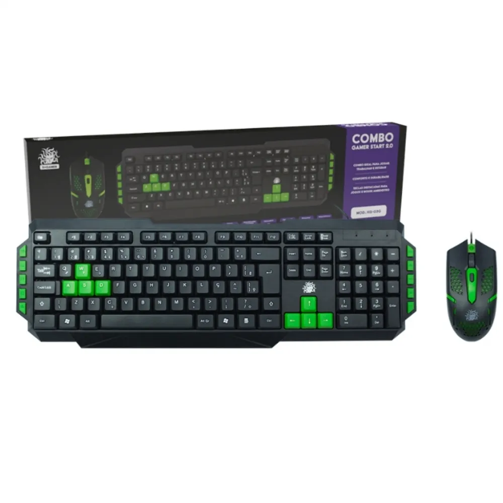 Kit Teclado E Mouse Gamer Nemesis Start 2.0 Preto E Verde Usb - 5+