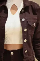 Jaqueta Jeans Revanche Feminina Marrom - Foto 3