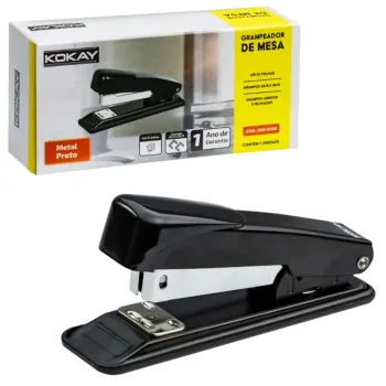 Grampeador Papel Profissional Reforçado Metal Aço 25 Folhas Cor Preto - Foto 2