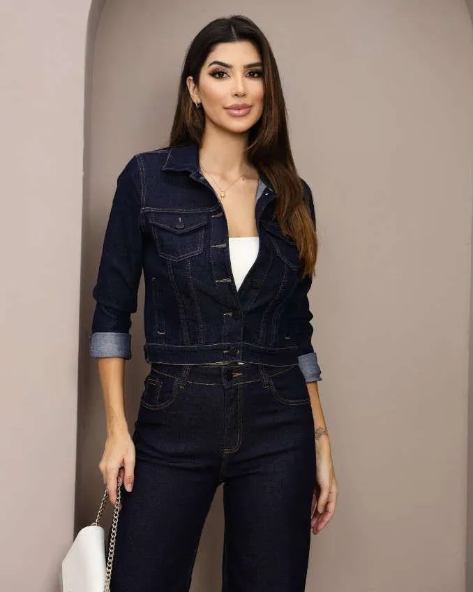 Jaqueta Jeans Revanche Feminina Azul Escuro