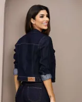 Jaqueta Jeans Revanche Feminina Azul Escuro - Foto 2