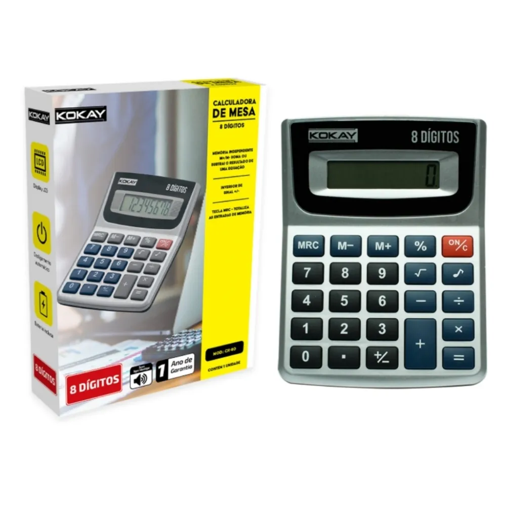 Calculadora De Mesa Escritório 8 Dígitos Comercial Display
