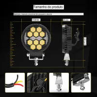 FARÓIS AUXILIARES LED DX SERIES MILHA LED 30W C/DRL AMBAR - Foto 6