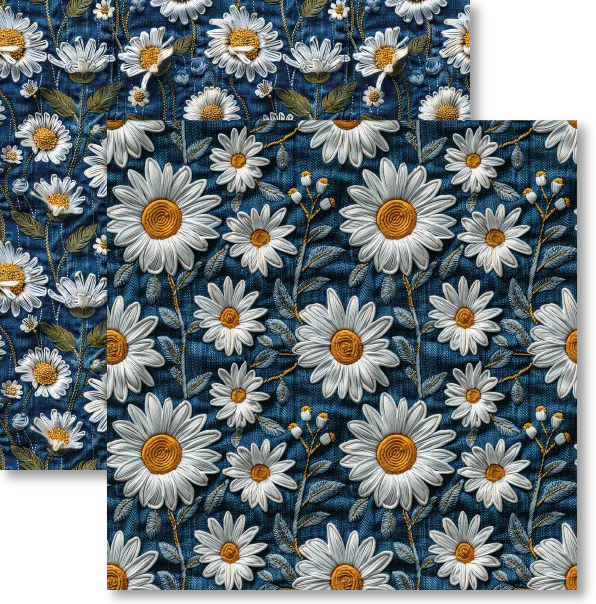 SC-960- Bordado Jeans 3 - Papel para Scrapbook Dupla Face