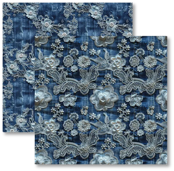 SC-966 - Bordado Jeans 9 | Papel para Scrapbook Dupla Face 