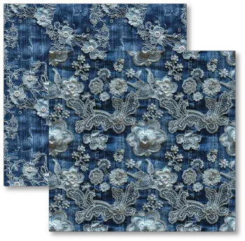 SC-966 - Bordado Jeans 9 | Papel para Scrapbook Dupla Face 