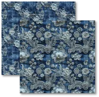 SC-966 - Bordado Jeans 9 | Papel para Scrapbook Dupla Face 
