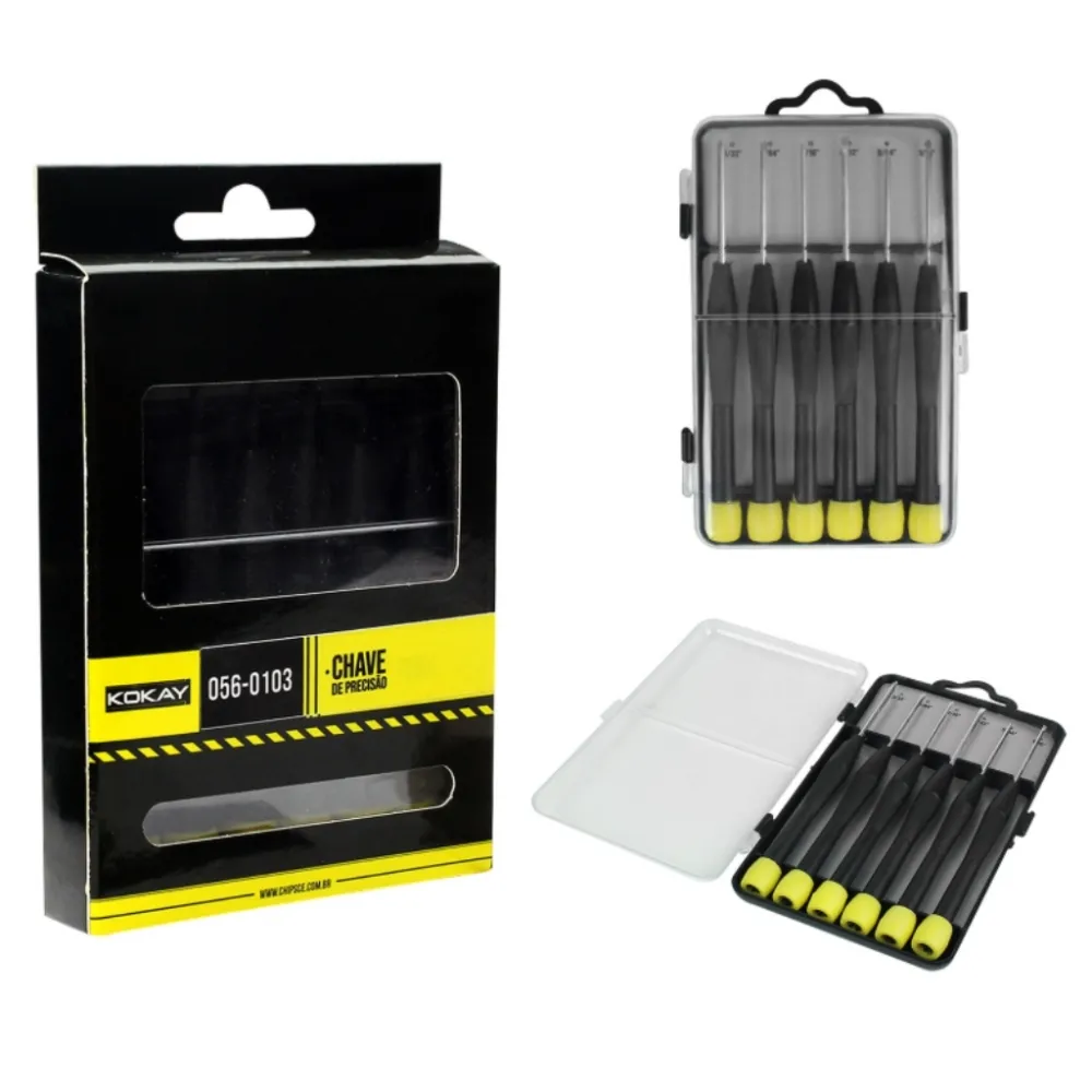 Kit Ferramenta 6 Chaves De Precisão Chaves Fenda E Philips