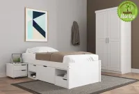 Cama Charme Solteiro Branco Lavado-Links