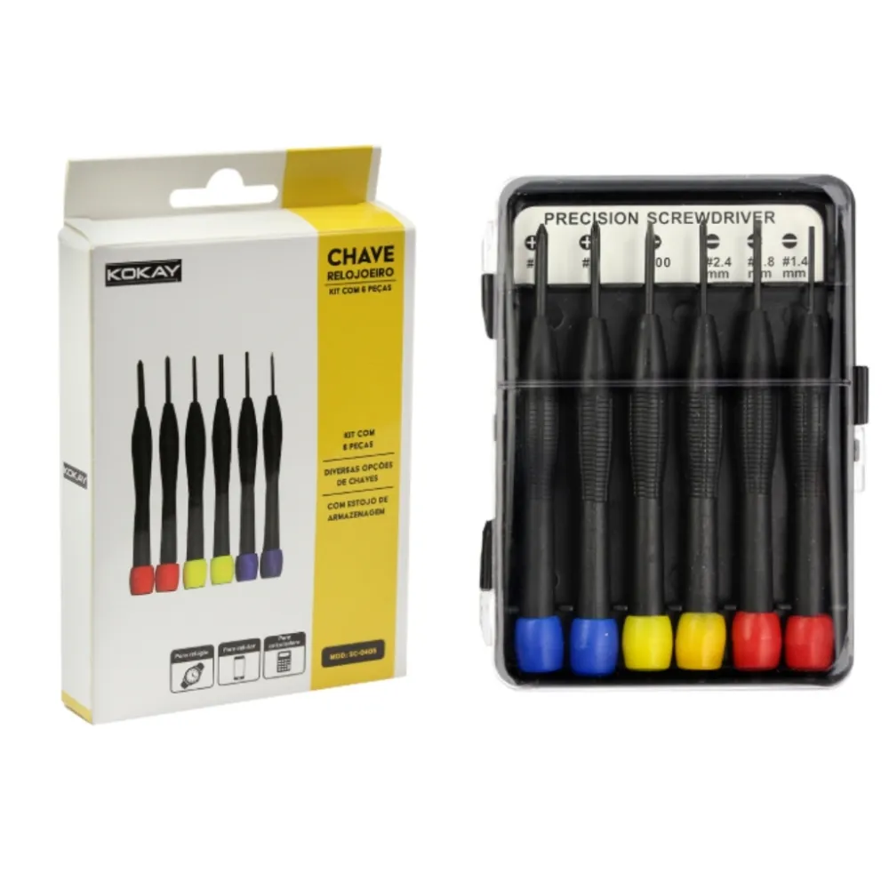 Chave Relojoeiro Kit Fenda + Philips C/ 6 Pecas - Kokay Imagem