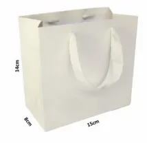 sacolas Off white (foto), azul marinho, branca, preto ou lilas 14,0 x 15,0 x 8,0