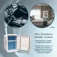 Mini Geladeira Portátil 4L 12v 127v Casa, Carro, Van, Ônibus - Foto 4