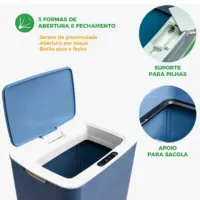 Lixeira sensor automática banheiro cozinha lixo inteligente cor Branco Kokay 056-0035 - Foto 5