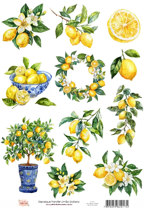 DT-017 - Adesivo Transfer Limão Siciliano - Tam. 21,0x14,8cm