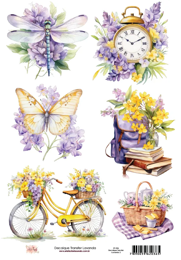 DT-036- Adesivo Transfer Lavanda- Tam. 21,0x14,8cm