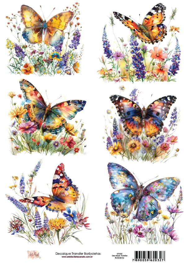 DT-032- Adesivo Transfer Borboletas- Tam. 21,0x14,8cm Imagem
