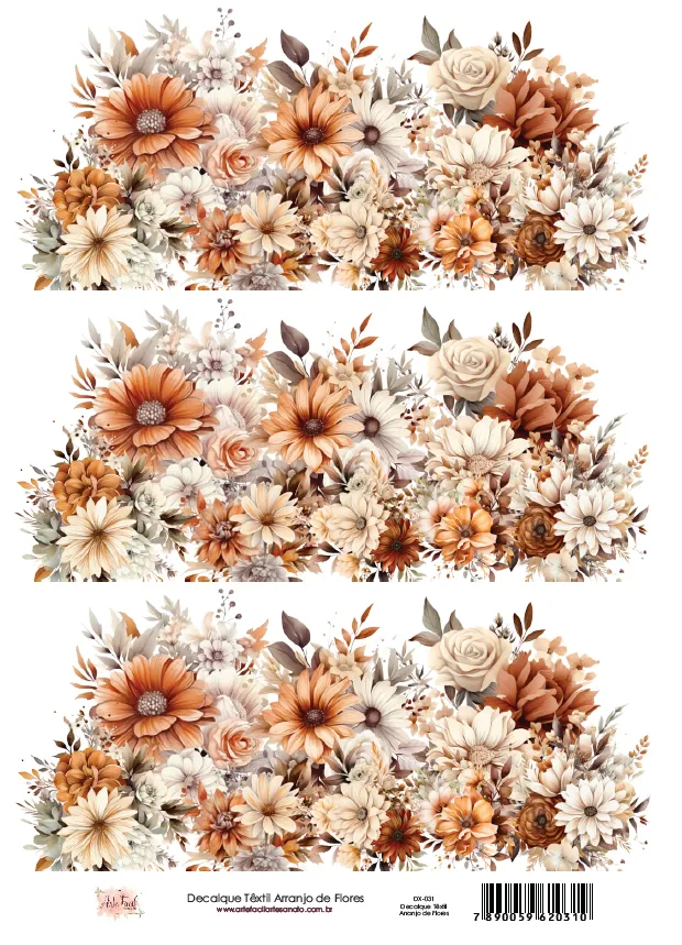 DX-031- Adesivo Têxtil Arranjo de Flores- Tam. 21,0x14,8cm