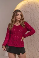 Blusa tricot rendada decote v  GM 815 Tam M - Foto 4