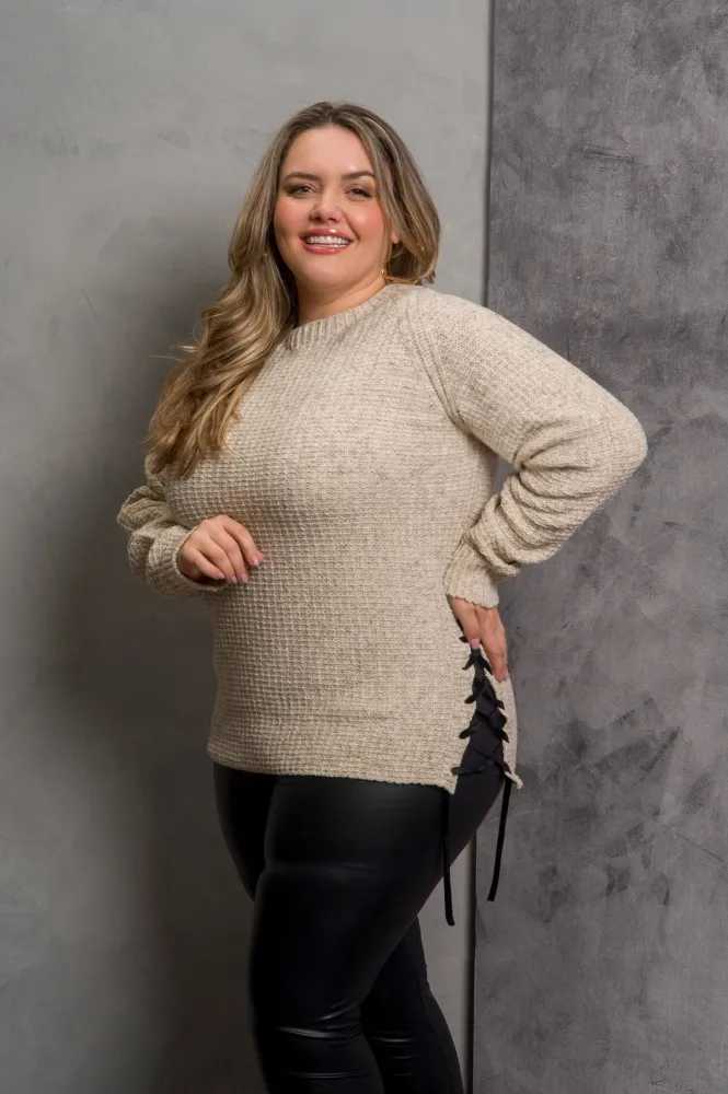 Blusa tricot mousse com cordao plus size Gm 1531 Tam EXG Imagem