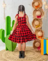 Vestido Xadrez Preto Vermelho Brilho - Foto 2