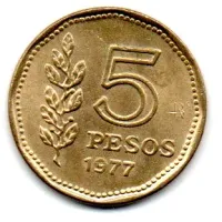 Argentina - 1977 - 5 Pesos - Comemorativa - Bicentenario Del Almirante G. Brown - Foto 2