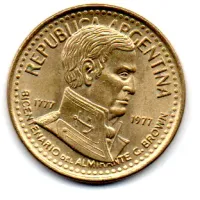 Argentina - 1977 - 5 Pesos - Comemorativa - Bicentenario Del Almirante G. Brown