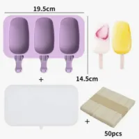 Forma De Silicone Molde Para Fazer Picolé Sorvete Fabrica Com Tampa Empilhavel Com 50 Palitos - Foto 3