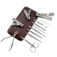 Kit Cuidado De Unha Portátil 12pcs + Estojo Couro Sintético