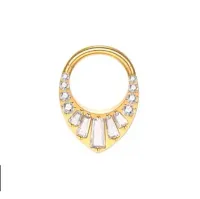 Argola em TITÂNIO PVD GOLD Estilo GOTA com Pedras  1091