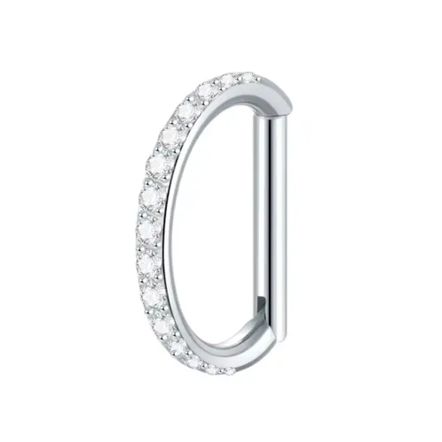 Argola Clicker D em  TITÂNIO 8mm com Pedras CRAVEJADAS 557 Imagem