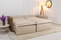 Sofá Retrátil e Cama 4 Almofadas Roma Tecido Bege Linho  2 metros Super promoção - Foto 19