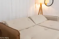 Sofá Retrátil e Cama 4 Almofadas Roma Tecido Bege Linho  2 metros Super promoção - Foto 20