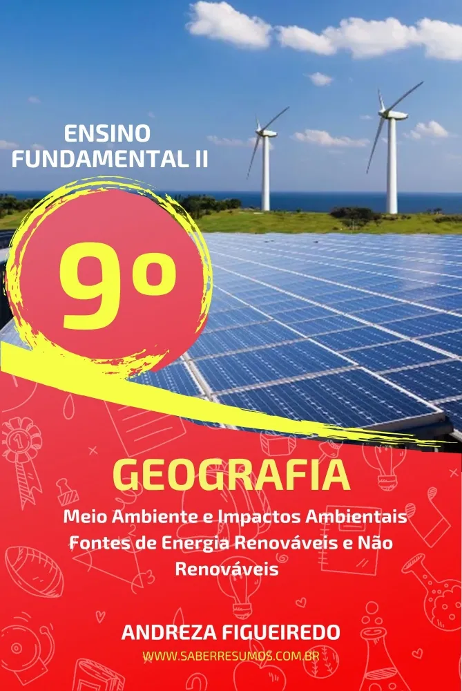 868 - Geografia - Meio Ambiente e Impactos Ambientais - Fontes de Energia Renováveis e Não Renováveis  - 9º ano - PDF com 19 páginas