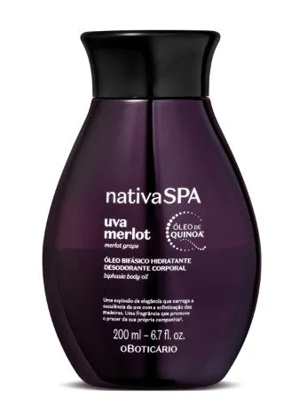 Óleo bifásico Nativa Spa Uva Merlot 200ml Imagem