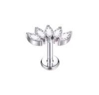 Labret em TITÂNIO  com 5 Pedras Navete 1053