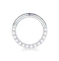 Argola Slim Clicker em  TITÂNIO com Pedras FRONTAL CRAVEJADAS 529