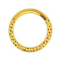 Argola Clicker em TITÂNIO PVD GOLD MARTELADA Frontal 747