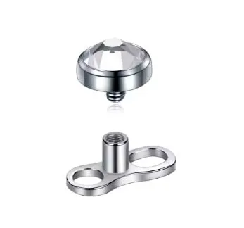 Micro Dermal em TITÂNIO com Pedra Branca 588 Imagem