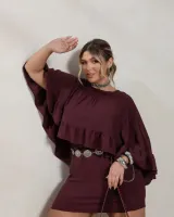Vestido Curto Maria Francia Marrom - Foto 7